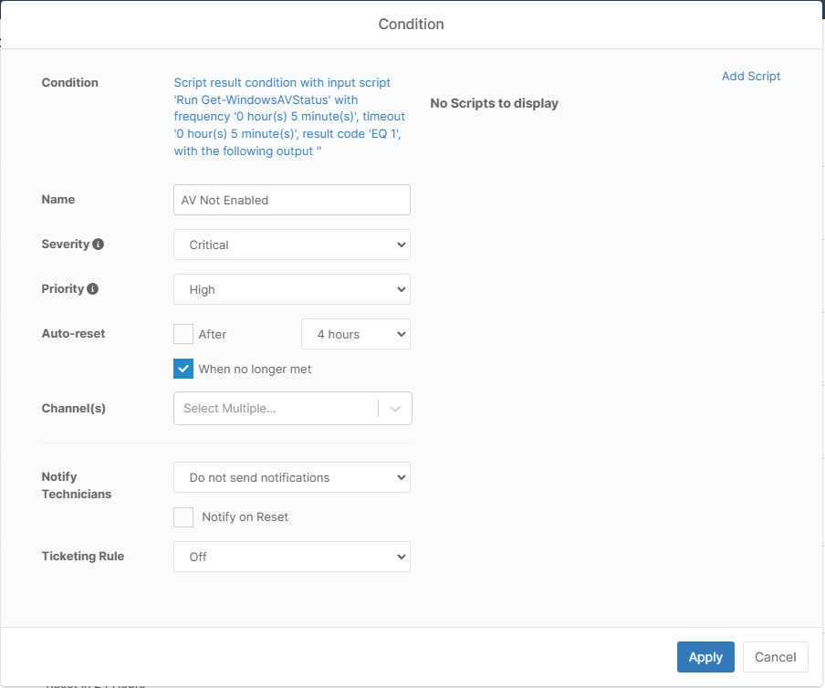 AV Not Enabled Condition