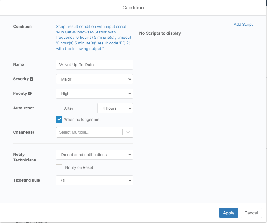 AV Not Enabled Condition